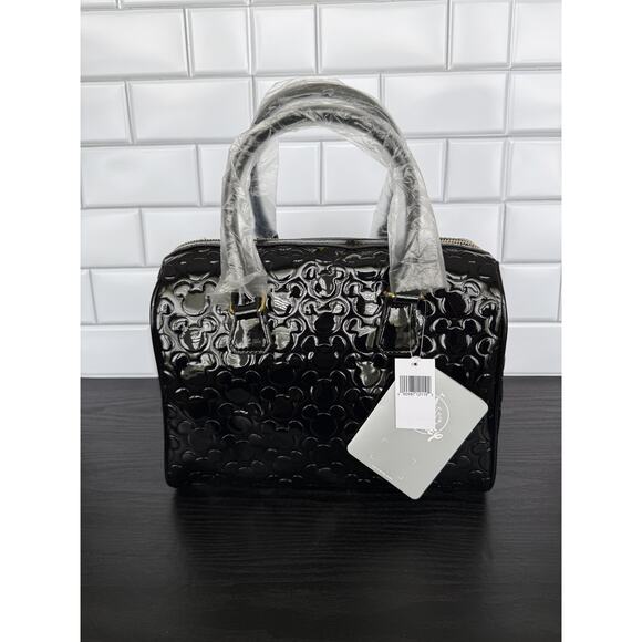 Disney Parks Handbags - Disney Parks Black Embossed Mickey Mouse Medium Handbag Gold Hardware NWT